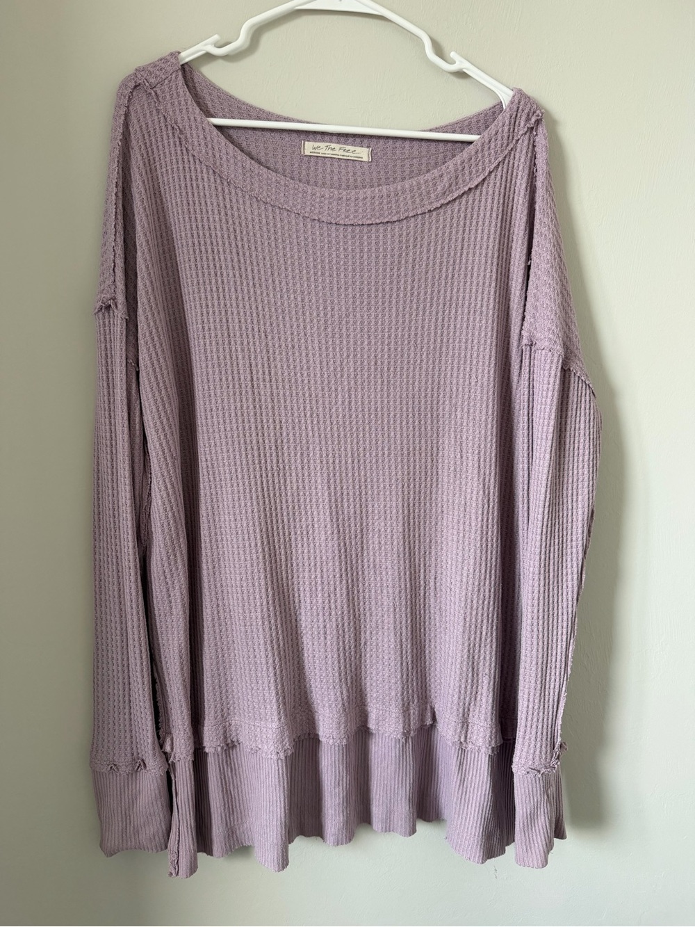 We The Free Waffle Knit Long Sleeve Top - Lavender Mauve